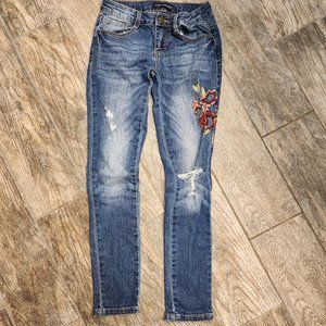Vanilla Star Embroidered Flower Jeans Girls 10